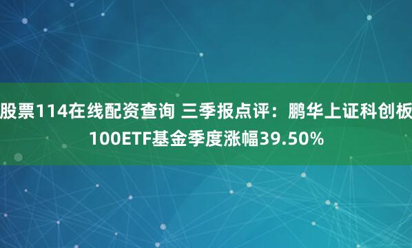 股票114在线配资查询 三季报点评:鹏华上证科创板100ETF基金季度涨幅39.50%